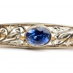 Gold and silver sapphire barrette brooch