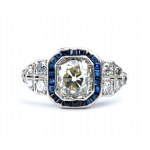 Art Déco Platinum Sapphire & Diamond Ring