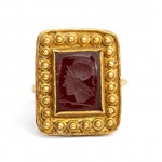 Archaeological-style gold and carnelian ring