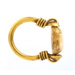 Archaeological-style ring set with engraved stone