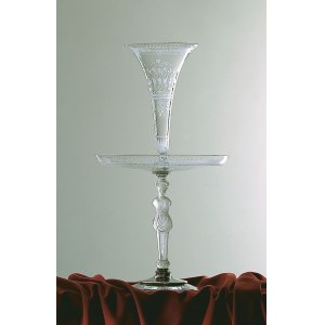A Baccarat etched crystal and solid silver figural centrepiece