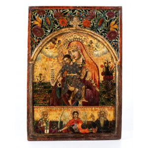 Orthodox icon depicting Madonna and Child with scroll