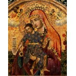 Orthodox icon depicting Madonna and Child with scroll