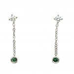 14K WHITE GOLD 1.36 GR DANGLE EARRINGS NATURAL DIAMONDS & EMERALD 0.32 CT 0.12 CT 2.5 CM EMMOLOGICAL CERTIFICATION MAROZ DIAMONDS LTD ISRAEL DIAMOND EXCHANGE MEMBER - ER40502