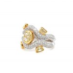 18K WHITE & YELLOW GOLD 11.72 GR RING NATURAL DIAMONDS 6 PCS 1.10 CT NATURAL FANCY INTENSE GIALLO -VS 1.00 CT D-F/VS SIZE - 6.5 EMMOLOGICAL CERTIFICATION MAROZ DIAMONDS LTD ISRAEL DIAMOND EXCHANGE MEMBER - HR2010