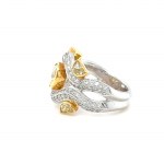 18K WHITE & YELLOW GOLD 11.72 GR RING NATURAL DIAMONDS 6 PCS 1.10 CT NATURAL FANCY INTENSE GIALLO -VS 1.00 CT D-F/VS SIZE - 6.5 EMMOLOGICAL CERTIFICATION MAROZ DIAMONDS LTD ISRAEL DIAMOND EXCHANGE MEMBER - HR2010