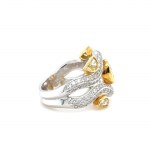 18K WHITE & YELLOW GOLD 11.72 GR RING NATURAL DIAMONDS 6 PCS 1.10 CT NATURAL FANCY INTENSE GIALLO -VS 1.00 CT D-F/VS SIZE - 6.5 EMMOLOGICAL CERTIFICATION MAROZ DIAMONDS LTD ISRAEL DIAMOND EXCHANGE MEMBER - HR2010