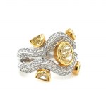 18K WHITE & YELLOW GOLD 11.72 GR RING NATURAL DIAMONDS 6 PCS 1.10 CT NATURAL FANCY INTENSE GIALLO -VS 1.00 CT D-F/VS SIZE - 6.5 EMMOLOGICAL CERTIFICATION MAROZ DIAMONDS LTD ISRAEL DIAMOND EXCHANGE MEMBER - HR2010