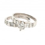 14K WHITE GOLD 5.39 GR DIAMOND RINGS 0.72 CT G-H/SI1 MQ 0.42 CT F/SI2 SIZE 5,6 CERTIFICATION AIG - RNG30517