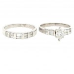 14K WHITE GOLD 5.39 GR DIAMOND RINGS 0.72 CT G-H/SI1 MQ 0.42 CT F/SI2 SIZE 5,6 CERTIFICATION AIG - RNG30517