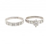 14K WHITE GOLD 5.39 GR DIAMOND RINGS 0.72 CT G-H/SI1 MQ 0.42 CT F/SI2 SIZE 5,6 CERTIFICATION AIG - RNG30517
