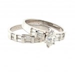 14K WHITE GOLD 5.39 GR DIAMOND RINGS 0.72 CT G-H/SI1 MQ 0.42 CT F/SI2 SIZE 5,6 CERTIFICATION AIG - RNG30517