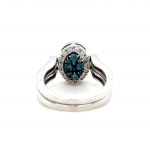 14K WHITE GOLD 6.58 GR RING WITH 2 SIDES NATURAL DIAMONDS 0.30 CT FANCY INTENSE BLUE* (COLOR ENHANCED) /VS 0.95 CT E-F/VS SIZE: 7 EMMOLOGICAL CERTIFICATION MAROZ DIAMONDS LTD ISRAEL DIAMOND EXCHANGE MEMBER - HI16
