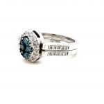 14K WHITE GOLD 6.58 GR RING WITH 2 SIDES NATURAL DIAMONDS 0.30 CT FANCY INTENSE BLUE* (COLOR ENHANCED) /VS 0.95 CT E-F/VS SIZE: 7 EMMOLOGICAL CERTIFICATION MAROZ DIAMONDS LTD ISRAEL DIAMOND EXCHANGE MEMBER - HI16