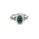 14K WHITE GOLD 6.58 GR RING WITH 2 SIDES NATURAL DIAMONDS 0.30 CT FANCY INTENSE BLUE* (COLOR ENHANCED) /VS 0.95 CT E-F/VS SIZE: 7 EMMOLOGICAL CERTIFICATION MAROZ DIAMONDS LTD ISRAEL DIAMOND EXCHANGE MEMBER - HI16