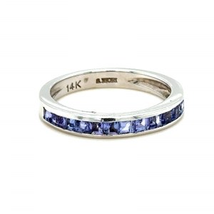 14K WHITE GOLD 3.01 GR RING NATURAL SAPPHIRE 0.90 CT SIZE- 7 EMMOLOGICAL CERTIFICATION MAROZ DIAMONDS LTD ISRAEL DIAMOND EXCHANGE MEMBER - HI37