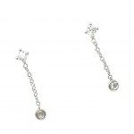 14K WHITE GOLD 1.40 GR DANGLE EARRINGS NATURAL DIAMONDS 0.42 CARATS GEMMOLOGICAL CERTIFICATION MAROZ DIAMONDS LTD ISRAEL DIAMOND EXCHANGE MEMBER - ER40501