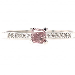 WHITE GOLD RING 1.54 GR WITH INTENSE PINK FANCY DIAMOND + BRILLIANTS - RNG20409