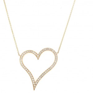 GIROCOLLO IN ORO GIALLO 14K 6.60 GR CON CUORE DI DIAMANTI PER 1.14 CARATI COLORE G PUREZZA VS - CERTIFICATO GEMMOLOGICO MAROZ DIAMONDS LTD MEMBRO ISRAEL DIAMOND EXCHANGE - RS11204