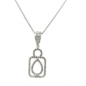 18K WHITE GOLD 5.41 CT DIAMOND NECKLACE 0.82 CT D-F/VS2-SI1 AIG 46CM CERTIFICATION AIG - PND30411