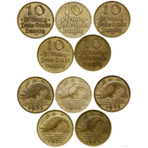 Polska, zestaw: 5 x 10 fenigów, 1932, Berlin