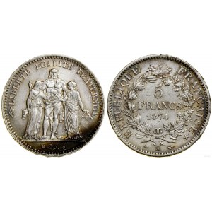 Francja, 5 franków, 1874 A, Paryż