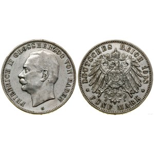 Niemcy, 5 marek, 1908 G, Karlsruhe