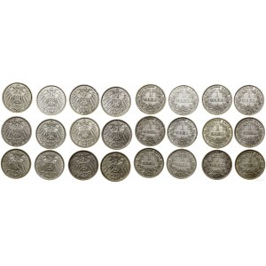 Cesarstwo Niemieckie, zestaw: 10 x 1 marka, 1903-1915, różne mennice