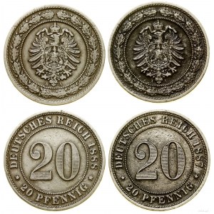 Cesarstwo Niemieckie, zestaw: 2 x 20 fenigów, 1887 i 1888 A, Berlin
