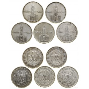 Niemcy, zestaw: 5 x 2 marki, 1934, różne mennice