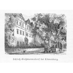 Gościszów. Zamek. Schloß Gießmannsdorf, drzeworyt 1885 p. Bolesławiec