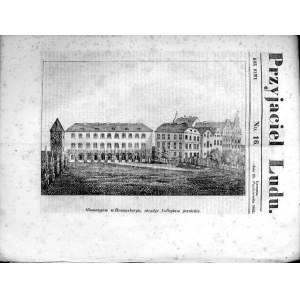 Braniewo. Gimnazjum, dawne kolegium jezuickie, litografia 1841 Braunsberg