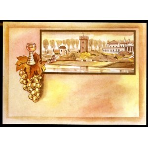 Zamek w Cieszynie, chromolitografia etykieta winna ca 1945