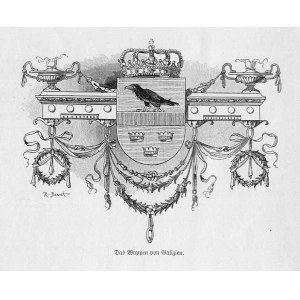 Galicja. Herb Galicji, Wappen von Galizien, drzeworyt 1898