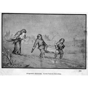 Galicja. Wojciech Grabowski: Pogrzeb dziecka, druk 1885