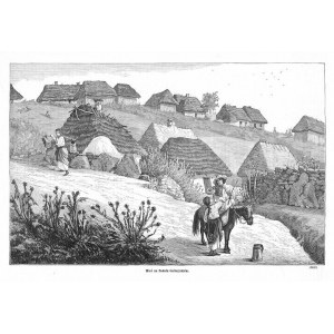 Galicja Wschodnia. Wojciech Grabowski: Wieś na Podolu Galicyjskim, drzeworyt 1879 Ukraina