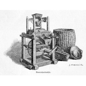 Galicja Wschodnia. Juliusz Makarewicz: Młynek chłopski, drzeworyt 1898 Ukraina