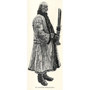 Galicja Wschodnia. Juliusz Makarewicz: Ukraiński kościelny wierny, drzeworyt 1898 Ukraina