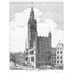 Gdańsk. Ratusz w Gdańsku, litografia 1835