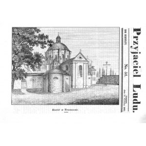 Trzemeszno. Kościół w Trzemesznie, litografia 1843 p. Gniezno