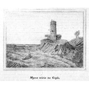Kruszwica. Mysia Wieża na Gople, litografia 1839 p. Inowrocław