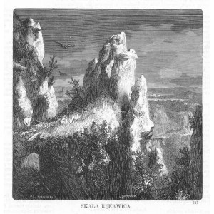 Alfred Schouppé: Ojców. Skała Rękawica, drzeworyt 1867 p. Kraków