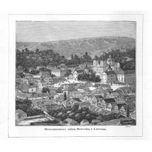Paulina Tomaszewicz: Krzemieniec. Szeroka Street and the Lyceum, woodcut 1876 Ukraine