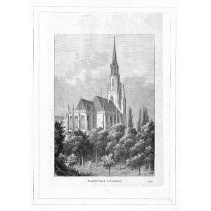 Lubań. Bronisław Podbielski: Kościół farny w Lubaniu, drzeworyt 1884