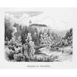 Stankowice-Sucha. Zamek Czocha, Tschocha, drzeworyt 1885 p. Lubań