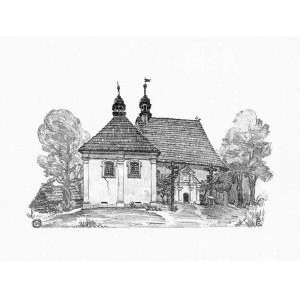 Sadów. Wiktor Gosieniecki: Kościół, autolitografia 1925 p. Lubliniec