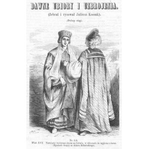 Lithuania. Juliusz Kossak: 16th Century Women of Higher Status, woodcut 1864