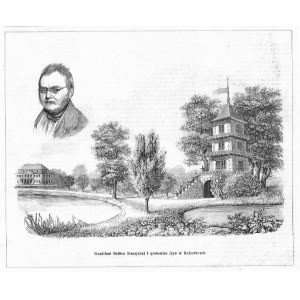 Lviv Kulparks. Stanislaw Starzeński and his tomb, woodcut 1884 Ukraine