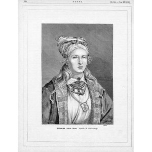 Wojciech Grabowski: A peasant girl from the vicinity of Lviv, woodcut 1881 Ukraine