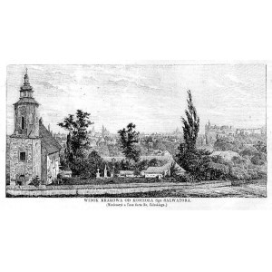 Kraków. Bronisław Zaleski: Panorama Krakowa, drzeworyt 1866